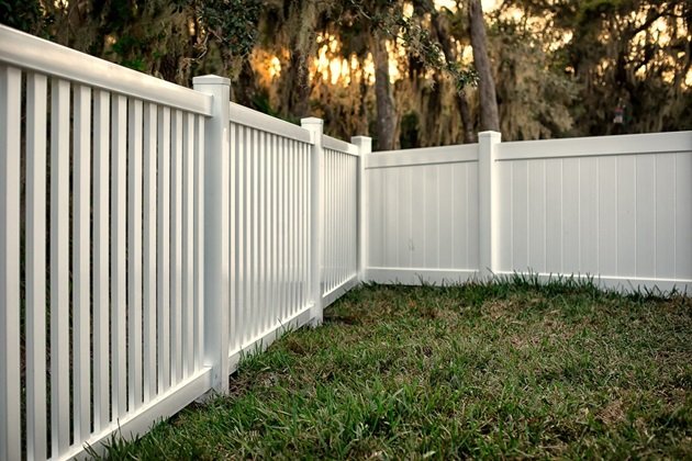 PVC fence marking the boundary of a property, ensuring safety and privacy